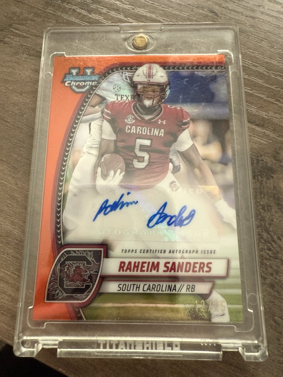 2024 Bowman U Chrome Raheim Sanders True Orange Auto /25 Rookie RC In One Touch