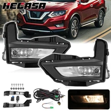 Fit 2017-2020 19 Nissan Rogue S SL SV Fog Lights Lamps w/ Switch Bezel Bulbs Kit