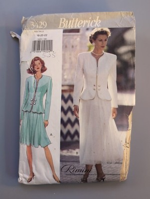 Vintage 1994 Butterick 3429 Rimini Blazer Skirt Suit Pattern Size 18-22 Uncut