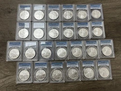 Lot of 25 2006 W $1 PCGS SP70 Burnished Silver America Eagle .999  Silver -DG78