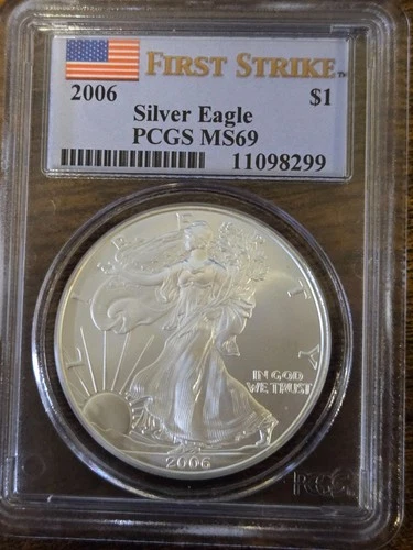 2006 Silver Eagle - PCGS - MS69 First Strike Blue Label! - .999 1oz SILVER