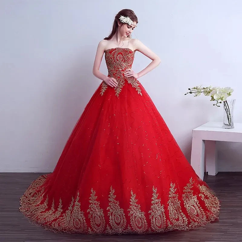 ebay red wedding dresses Red and White Wedding Dresses High Neck Cap Sleeves Lace Applique Bridal  Gowns