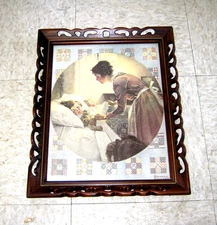 Pierced Walnut  Wood Frame Vin. Norman Rockwell Mothers Little Angel Art Print