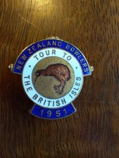Vintage New Zealand Bowlers Kiwi British Isles 1951 Enamel Badge Miller B'ham