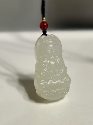 AAA + natürlicher Afghanistan grün weiße Jade Buddha Anhänger verstellbar 