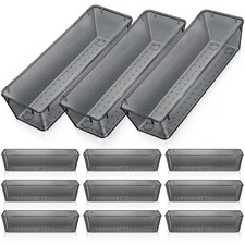 12 Pcs Vanity Drawer Organizer 9 x 3 x 2 Inches Clear Plastic Utensil Organiz...