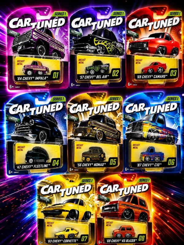 Car Tuned Series 1 Full Set (8)Lowrider 1:64 Diecast 