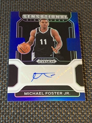 2022 Panini Prizm Michael Foster Sensational Signature Blue