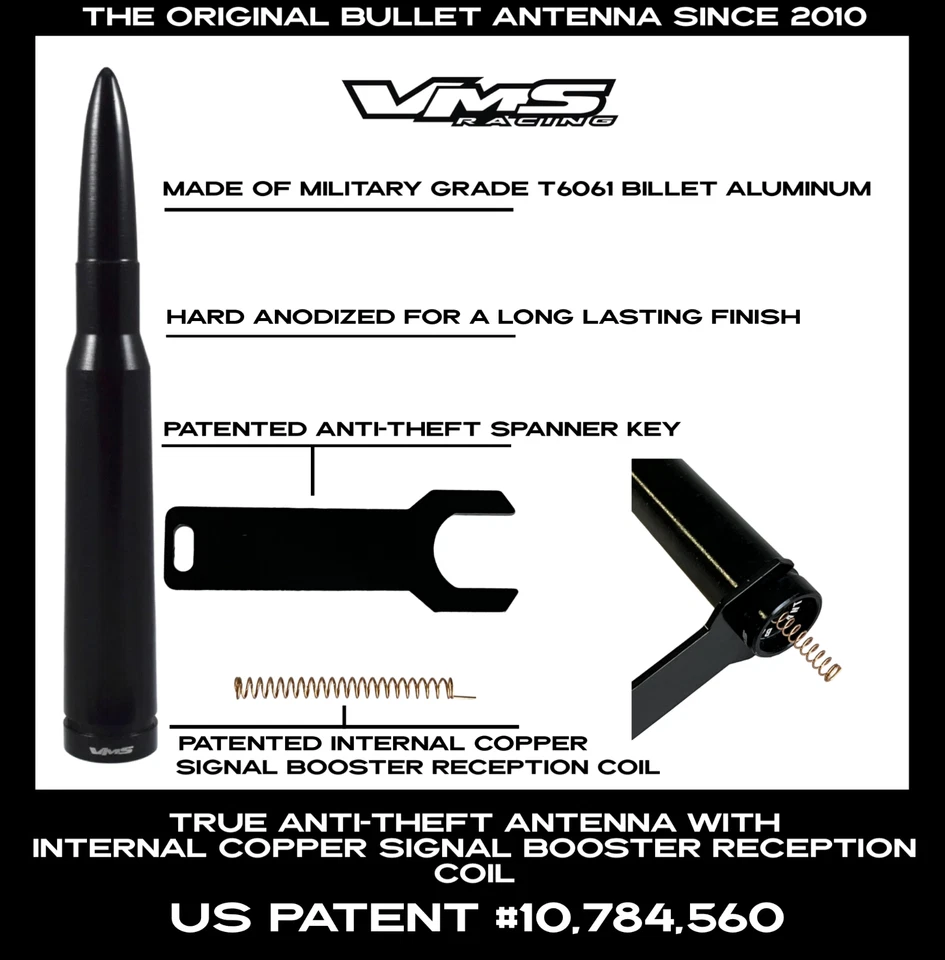 ANTENA BOBINA COBRE ANTIRROBO BALA CALIBRE 50 JEEP WRANGLER GLADIATOR JK JL Foto 2 de 4