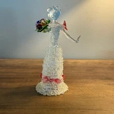 Vintage Murano Style Hand-Blown Glass Figurine – Lady with Flowers – 5” Tall