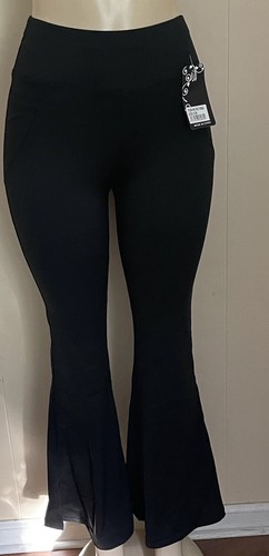 Women's Flare Leggings Pants Black Size S/M Free Shipping - Picture 2 of 6
