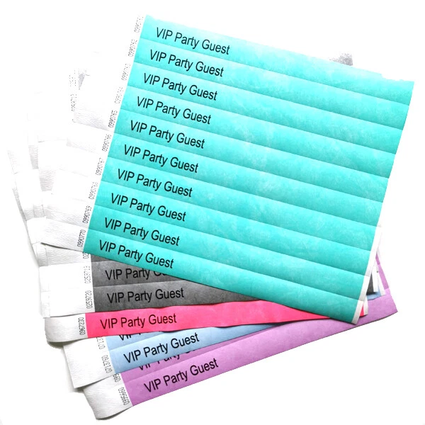 KYISA 50 Personalised Paper 19mm Wristbands Custom Tyvek Christmas Party Entry Tickets