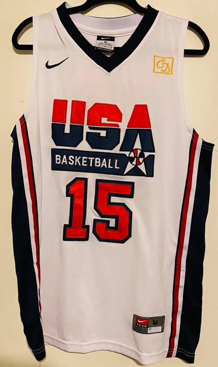 Maillot de basketball Earvin Magic Johnson 15 USA Nike blanc Olympic Dream Team
