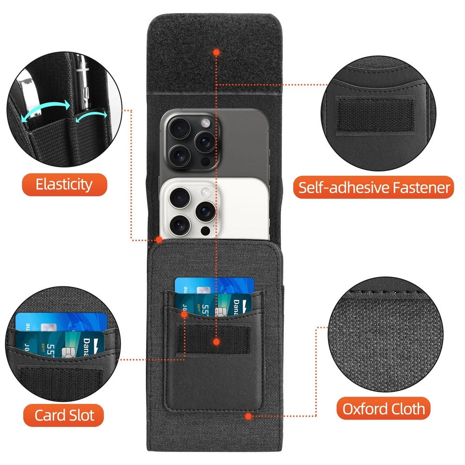 Universal Vertical Cell Phone Holster Carrying Waist Belt Clip Case Pouch Cover - Image 2 of 4