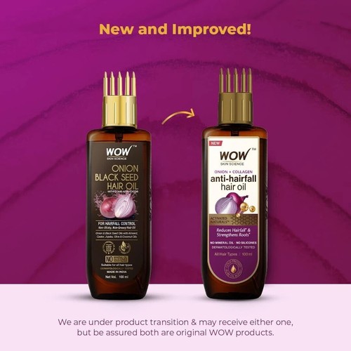WOW Skin Science Onion & Collagen Anti-Hairfall Hair Oil 200ml - Picture 2 of 9