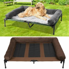 Indoor Outdoor Dog Bed Elevated Raised Pet Cot w Removable Pillows Metal Frame