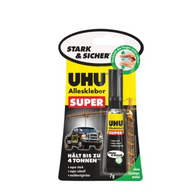 UHU Alleskleber SUPER STRONG & SAFE 7g Flüssigkleber Superkleber Klebstoff 46960
