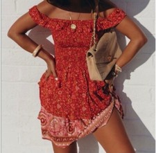 Spell & the Gypsy Collective Dahlia Ra-Ra Mini Dress Red Sz M