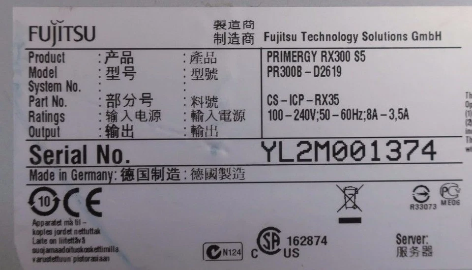 Servidor Fujitsu PRIMERGY RX300 S5 1x Quad-Core Xeon E5540 6 GB Ram 2x 146 GB HDD 2U Foto 3 de 3