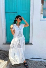 BNWT Zara Embroidered Midi Dress Black and White Large