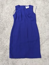 Vintage Adrianna Papell Sheath Dress Womens 4P Petites Blue Sleeveless Lined
