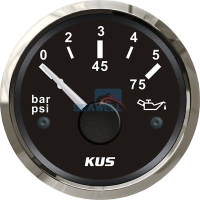 #ad KUS Boat Oil Pressure Gauge for Marine Yacht Engine Outboard 12 24V 0 5 Bar 52mm $27.99