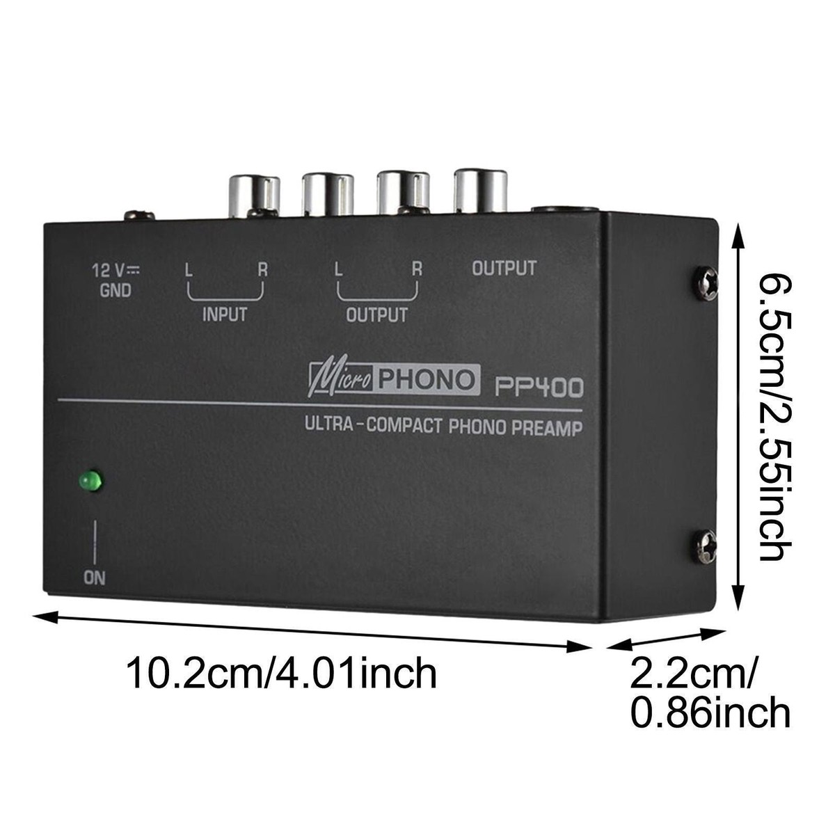Préampli Phono Pour Platine Vinyle - Convertisseur Signal MM, Entrée/Sortie RCA, Alim 12V - Noir
