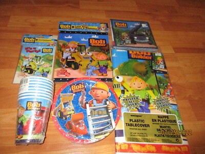 Bob the Builder Birthday Party Supplies Multi-color 7pc Lot 1999 Unique NOS