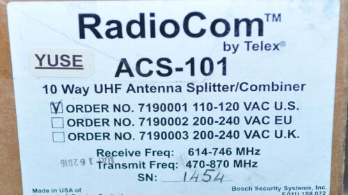 Telex Radiocom ACS-101 10 Way UHF Antenna Splitter Combiner ACS101 F.01U.132.607 - Picture 12 of 12
