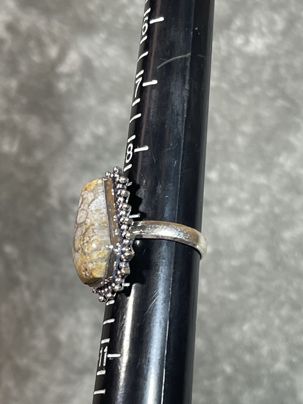 Fossil Coral Gemstone 925 Solid Silver Ring !!  S… - image 3