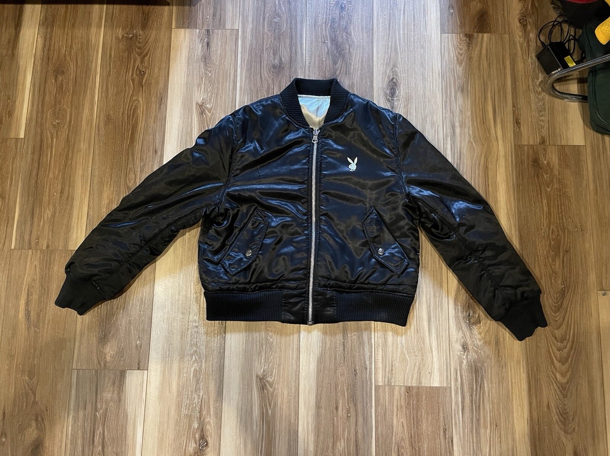 PLAYBOYリバーシブル ボンバージャケット スタジャン Vintage Rare Playboy Bunny Reversible Satin Bomber Jacket Size