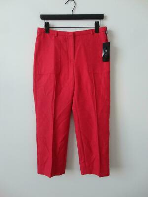 NWT AKRIS Love Red Cotton Silk Blend Crop Colette Trouser Pants 4