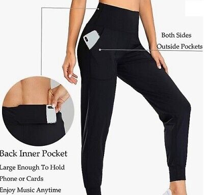 OALKA Women's Size XL Yoga Joggers/ High Waist/Tummy Control/ Pockets