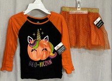 Toddler Girls -2T Halloween Tulle Tutu Skirt Long Sleeve Shirt - NWT