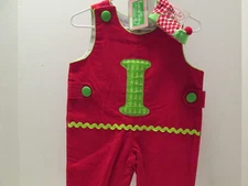 Mud Pie Red Corduroy Initial "I" Longall and Christmas Socks, Size 0-6 Mos, NWT