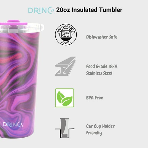 DRINCO vaso de acero inoxidable de 20 oz taza de café aislada taza de viaje con pajita - Imagen 32 de 99
