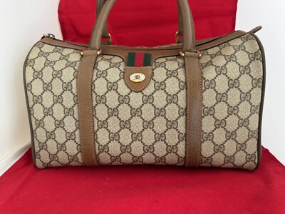 Authentic Vintage Gucci Handbag Sherry Line Brown medium size.