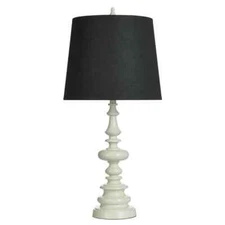 StyleCraft 34 in. Cream, Off-White Farmhouse Table Lamp with Black Linen Shade