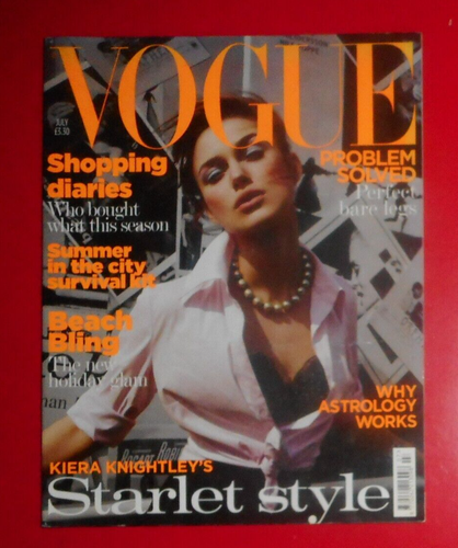 VOGUE FASHION MAGAZINE , JULY 2004 , KIERA KNIGHTLEY .