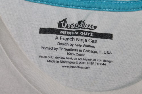2013 Attaque Du Chat Ninja: A French Ninja Cat Le Chat Noir White Men's Tee M - Picture 2 of 8