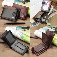 Men's Bifold Wallet Credit Card Holder Slim Leather Clutch Coin Purse Money Clip