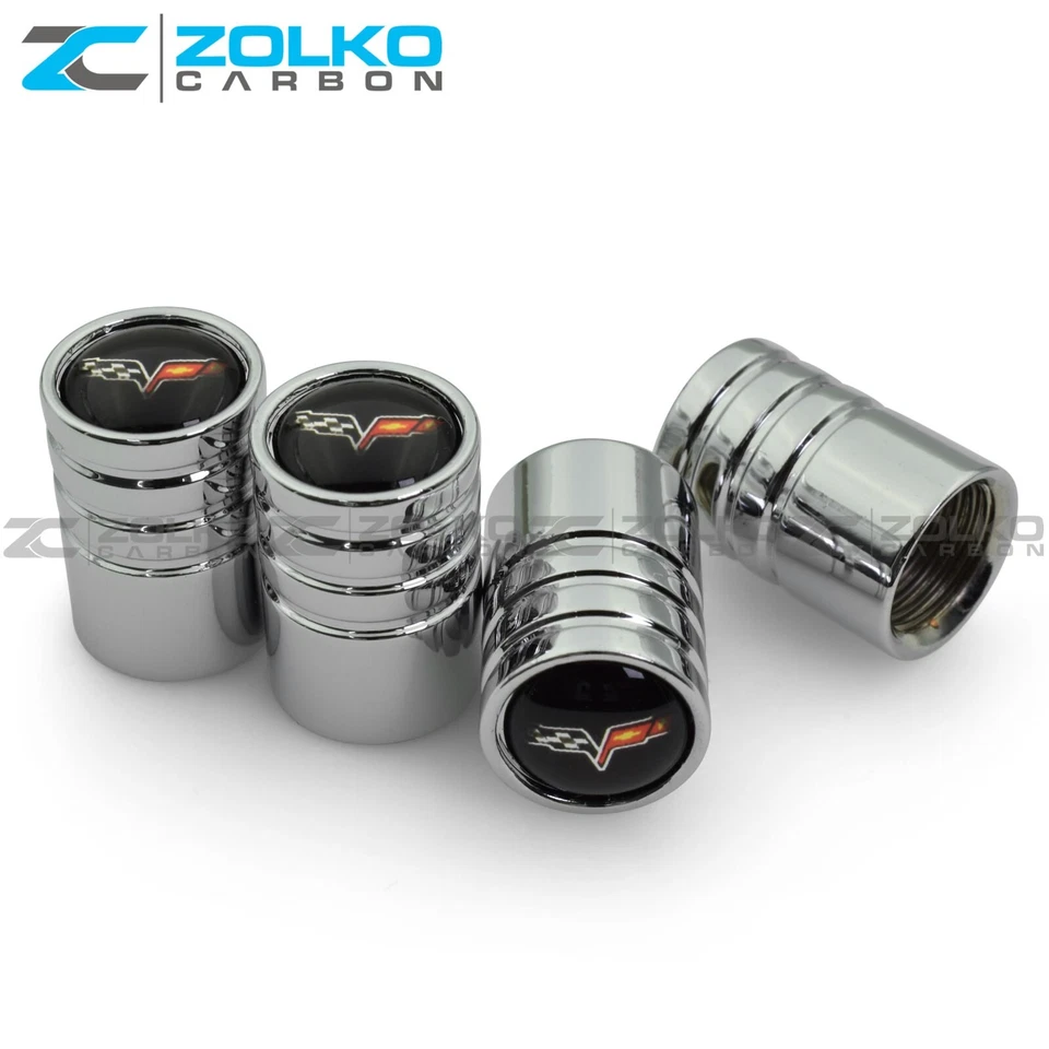 VALVE STEM CAPS WHEEL TIRE CHROME FOR CORVETTE VE108 - US SELLER - Image 2 of 4