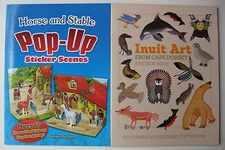 HORSE AND STABLE POP-UP STICKER SCENES and INUIT ART STICKER BOOK CAPE DORSET C 