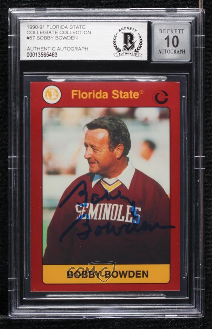 Bobby Bowden Florida State Seminoles BAS 1991 #57 Authentic Auto ow6 