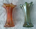 PAIR OF BEAUTIFUL VINTAGE CARNIVAL IMPERIAL MINIATURE MORNING GLORY VASES