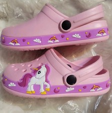NEW Adorable Rainbow Unicorn Clogs Durable Comfy Girls Slip On Size 1