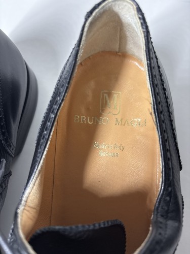 Oxford Bruno Magli Charles Uomo 10 M Nero Punta a Cappuccio Made In Italy - Foto 14 di 14