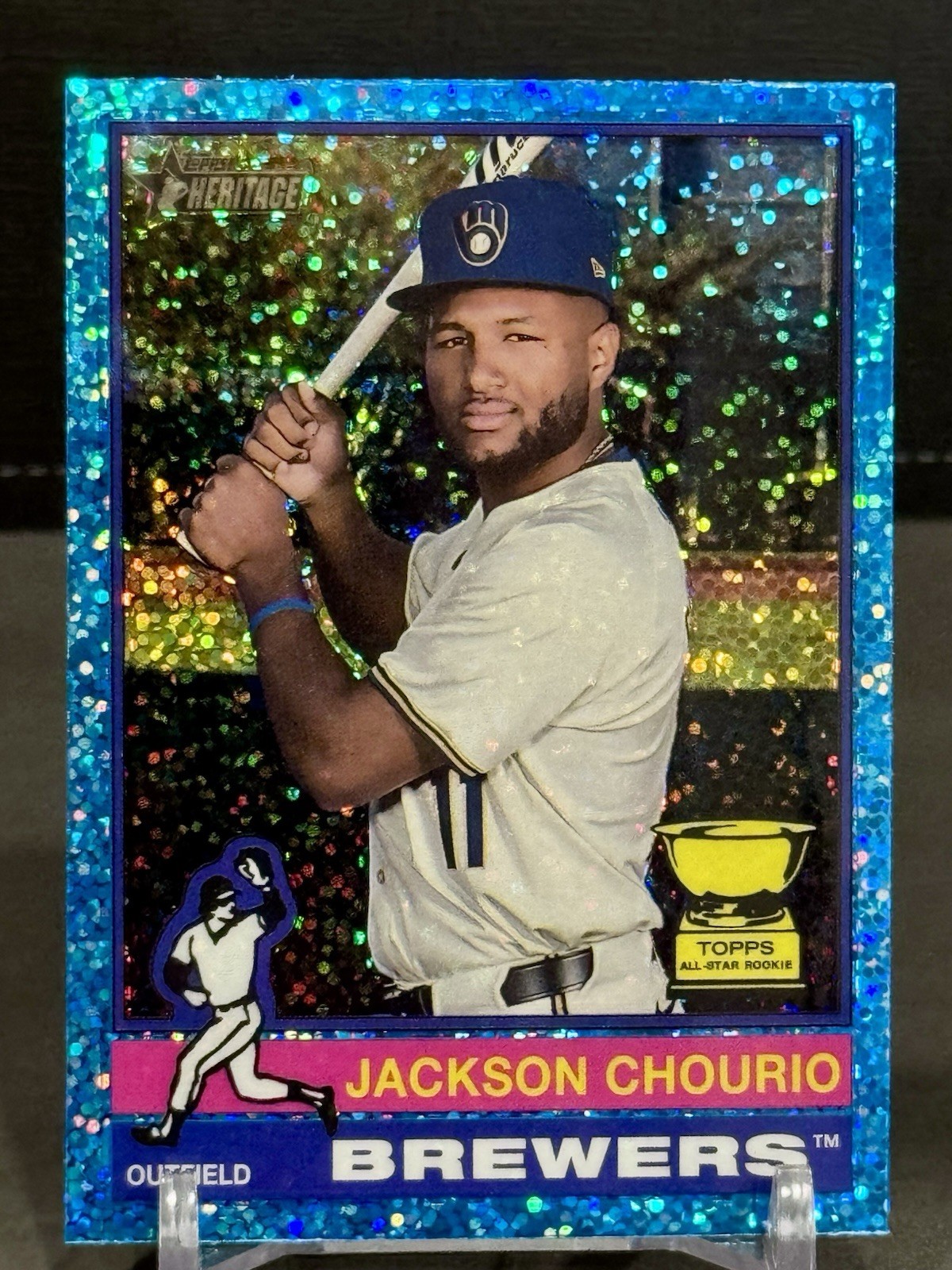 2025 Topps Heritage - Jackson Chourio #106 Chrome Light Blue Sparkle Refractor