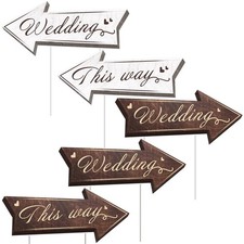 5 PCS Wedding Directional Arrow Yard Sign Double-Sided Waterproof Road Sign