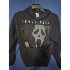 Ghost Face Scream Halloween Hoodie Black Mesh Graphic Sweatshirt Small